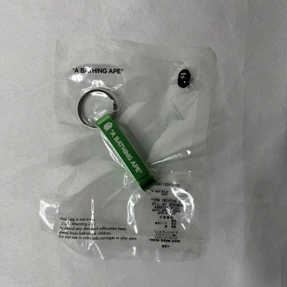 New A Bathing Ape Bape Green Aluminum Alloy Bottle Opener Keychain Streetwear